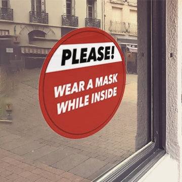 RED 'Wear A Mask' Window Cling - FoodSignPros