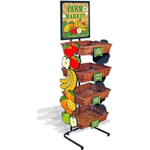 Fruit Rack with 4 baskets - Custom Merchandising Solutions - FoodSignPros