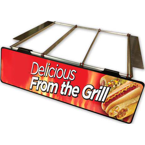 Hang-Down, Front-of-Grill-Sign for Roller Grills - Customizable Front-of-Grill Signage for Roller Grills - FoodSignPros