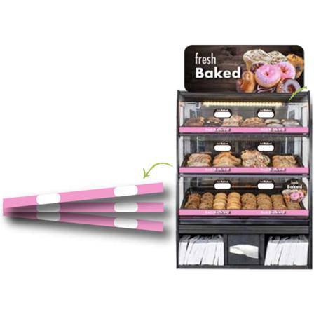 Pink Bakery Shelf Strip for Display Cases - FoodSignPros
