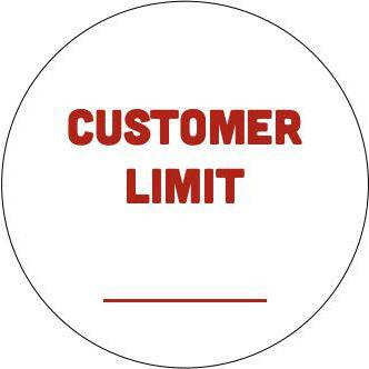 WHITE 'Customer Limit' Window Cling - FoodSignPros