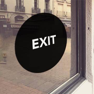 Black window cling with white "Exit" lettering - FoodSignPros